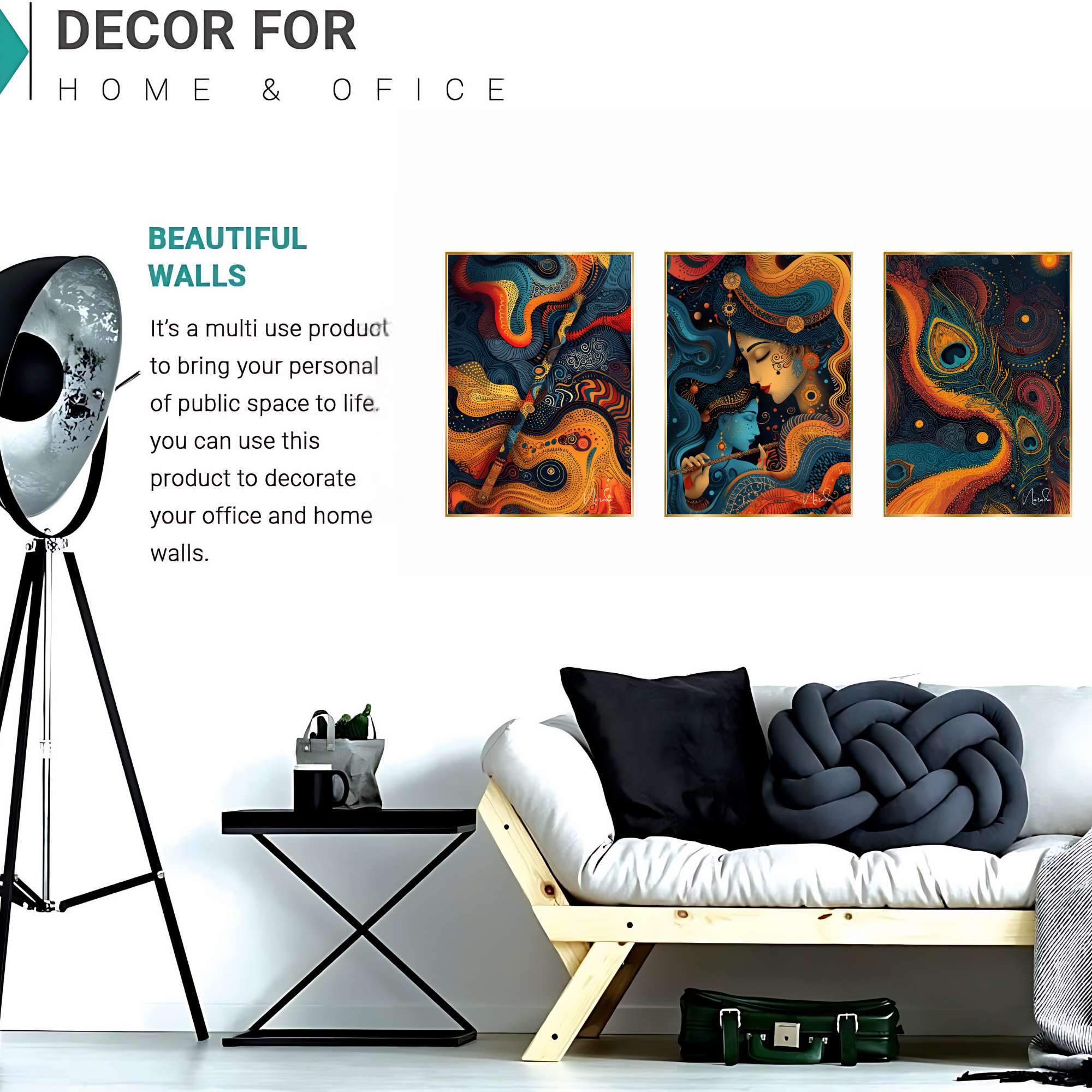 Set of Three Wall Paintings for Wall Dacoration Golden Framed Wall Paintings for Living Room & Bedroom Wall Art for Home Decoration & Office Wall Décor (24x18 inch CH-GD3-3) - Image 4