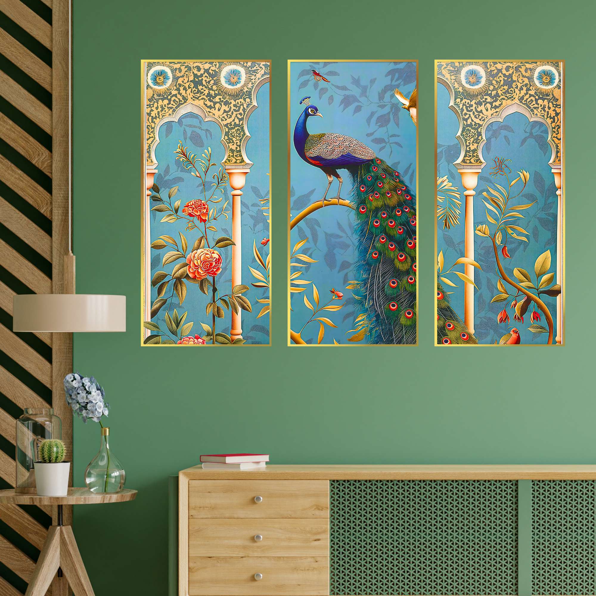 Set of Three large Wall Paintings for Wall Dacoration Golden Framed Wall Paintings for Living Room & Bedroom Wall Art for Home Decoration & Office Wall Décor (14x11 inch CH-LGD3-4) - Image 3
